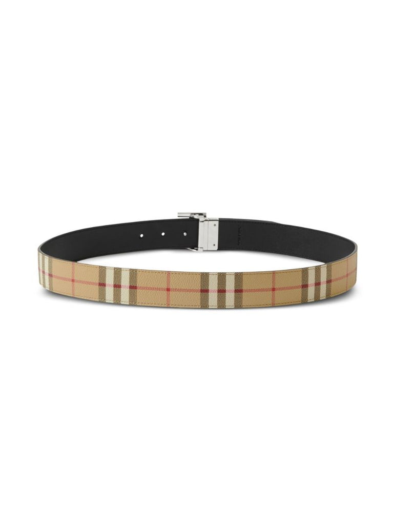 Beige Vintage Check Reversible Belt