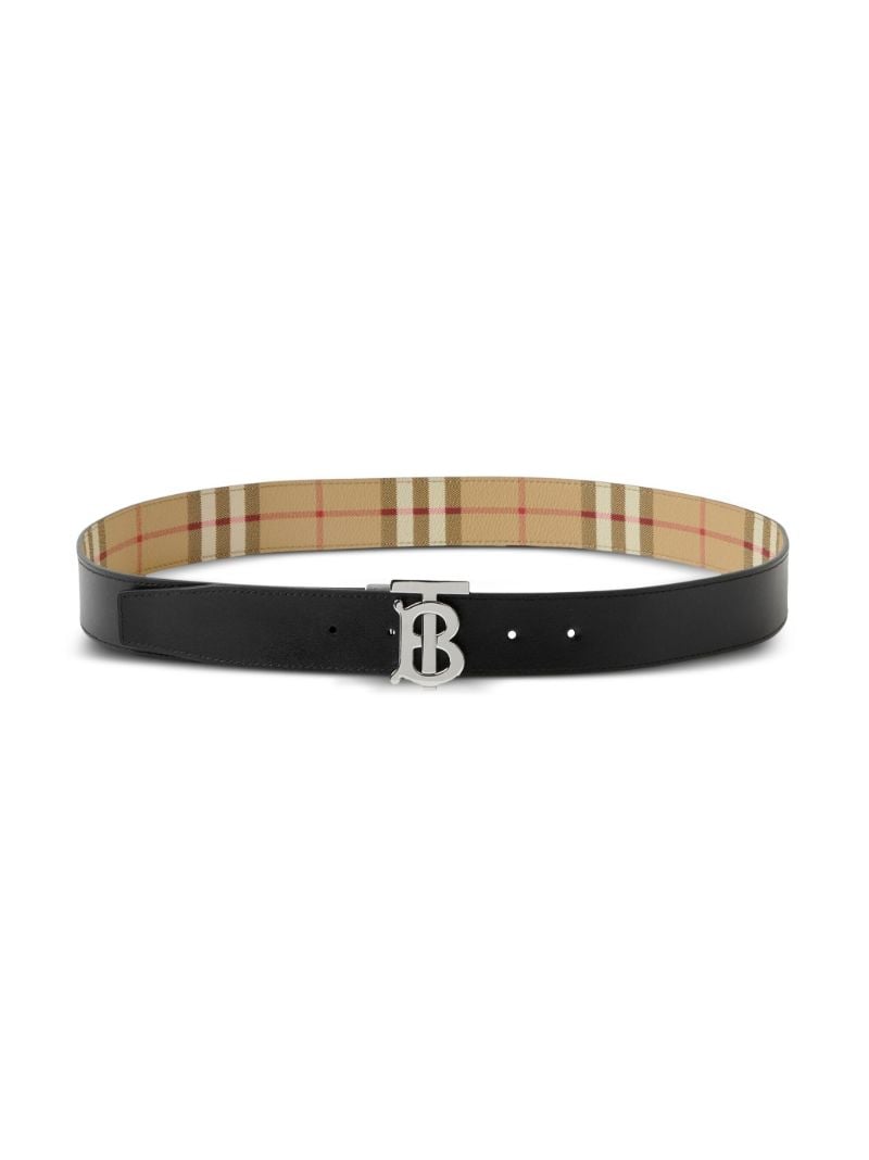 Beige Vintage Check Reversible Belt