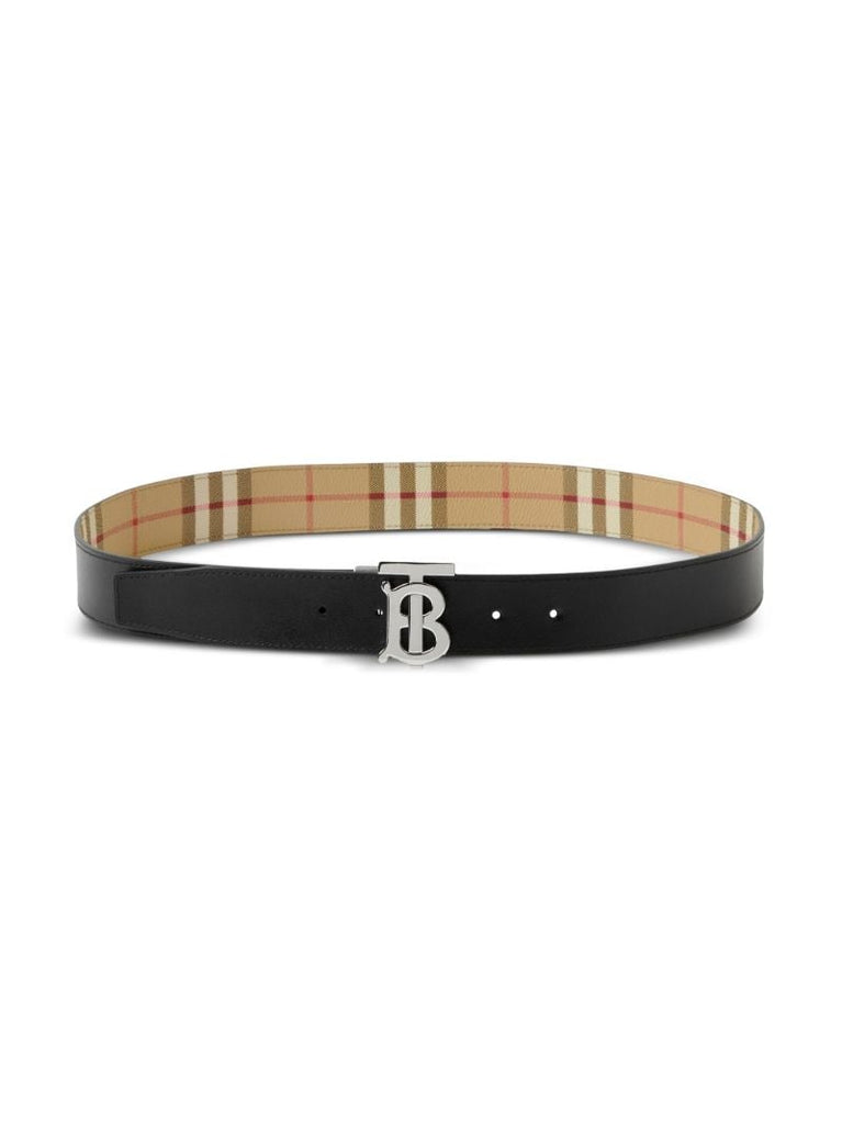 Beige Vintage Check Reversible Belt