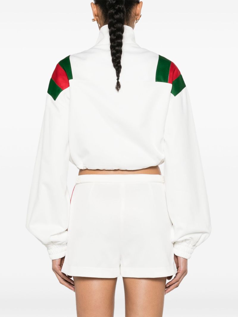 White Web-stripe Cropped Jacket