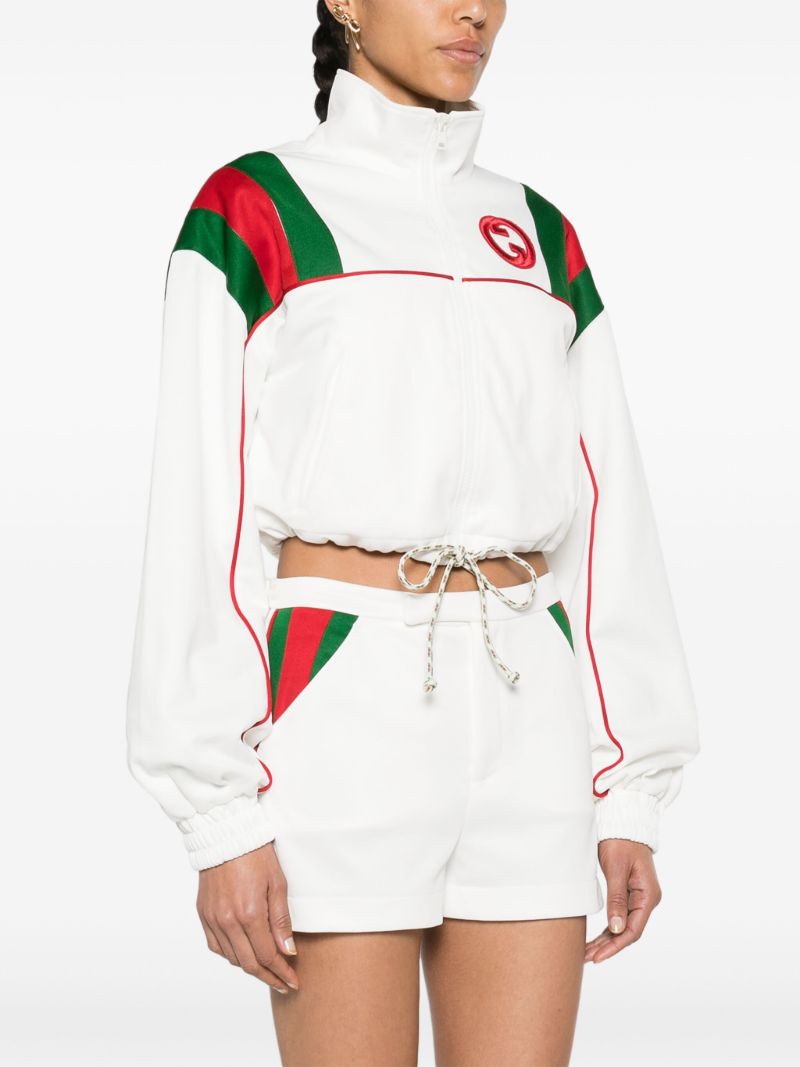 White Web-stripe Cropped Jacket