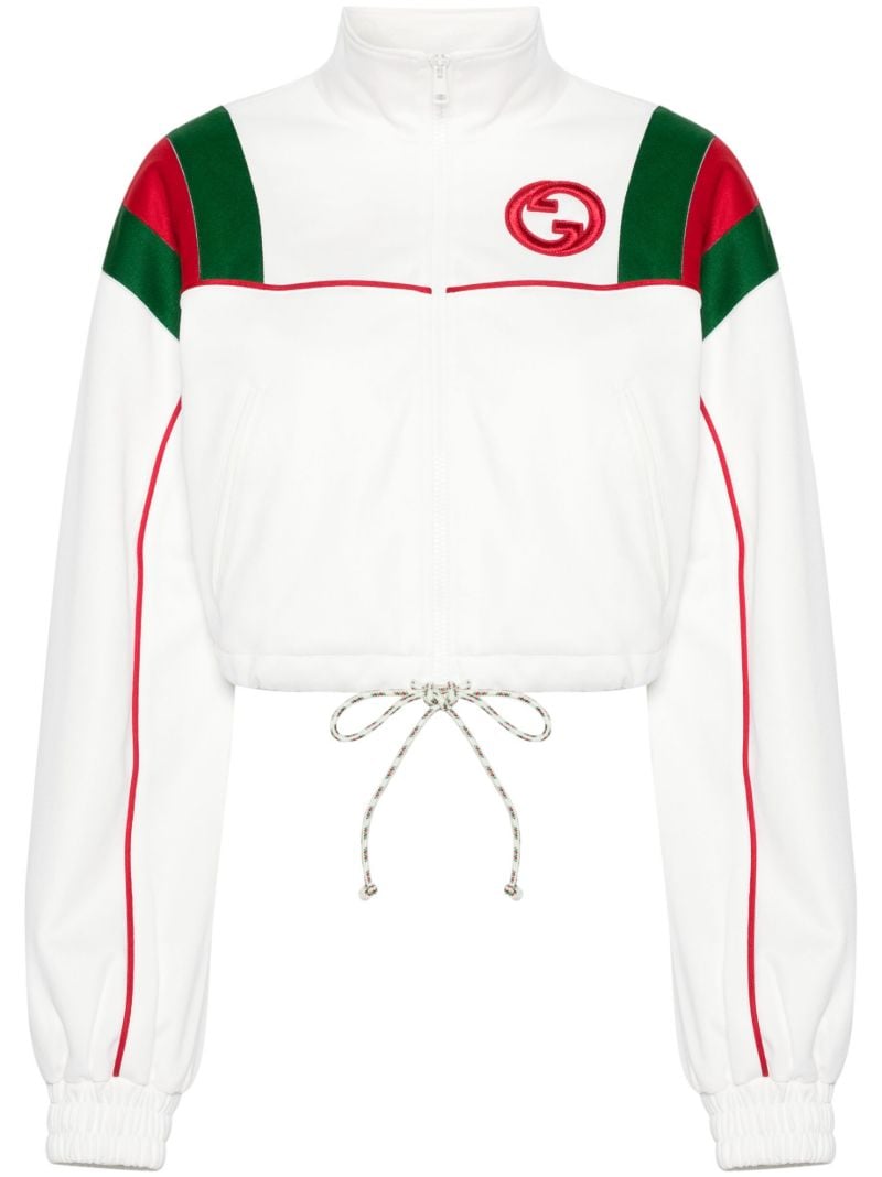 White Web-stripe Cropped Jacket