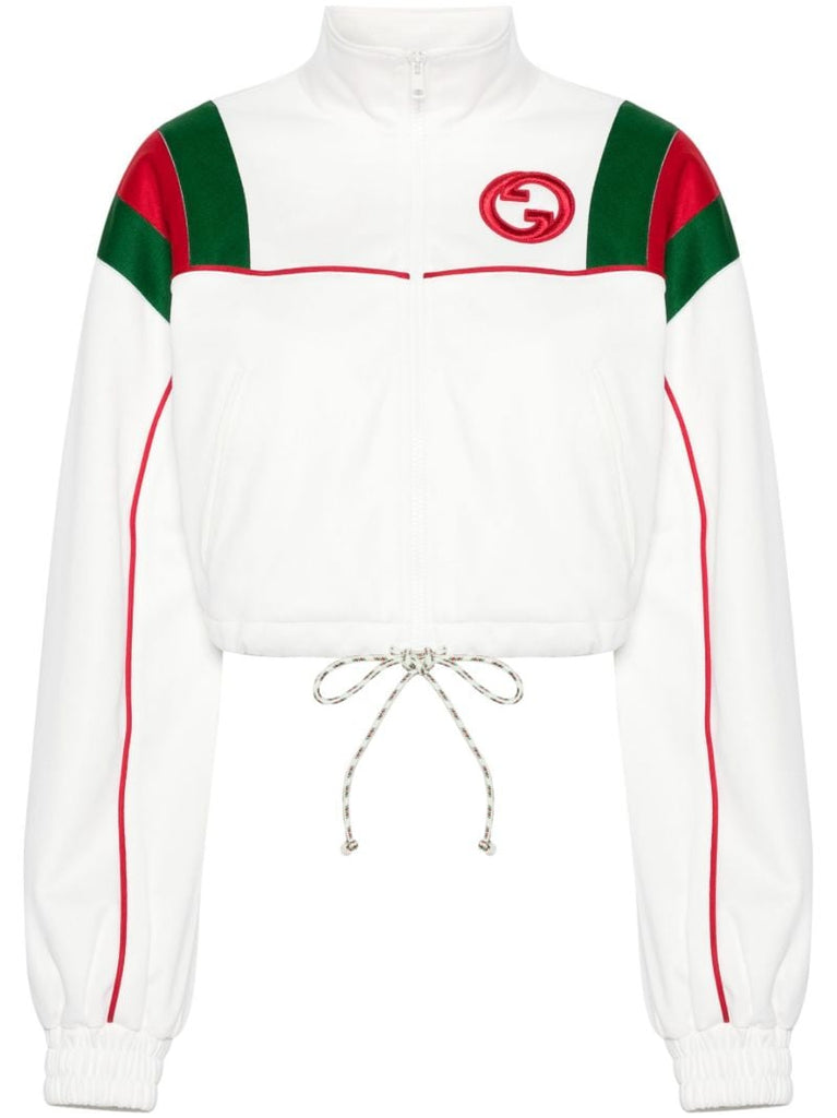 White Web-stripe Cropped Jacket