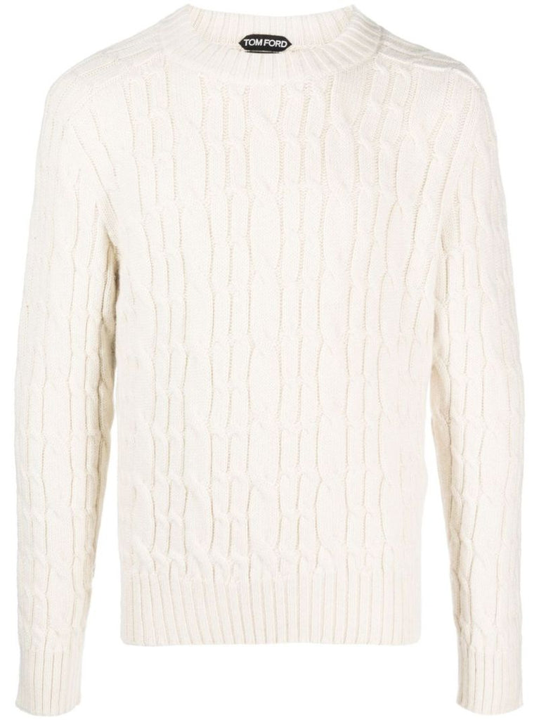 Neutral Cable-knit Alpaca Sweater