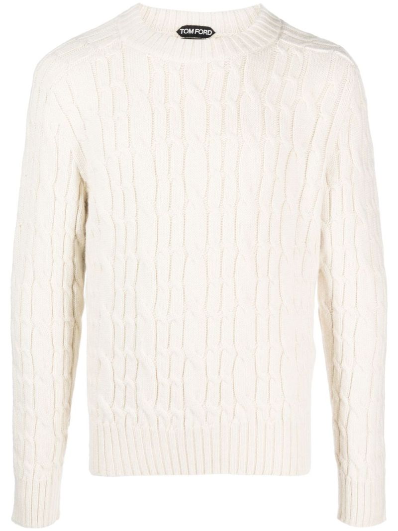 Neutral Cable-knit Alpaca Sweater