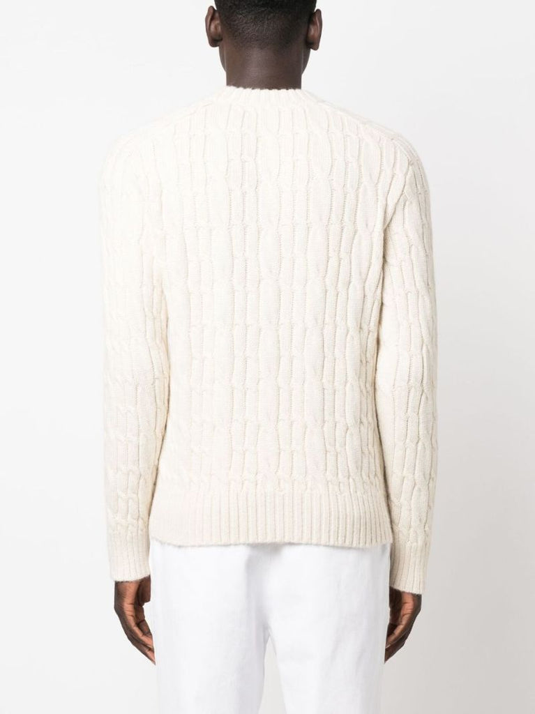 Neutral Cable-knit Alpaca Sweater