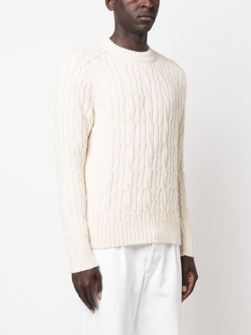 Neutral Cable-knit Alpaca Sweater