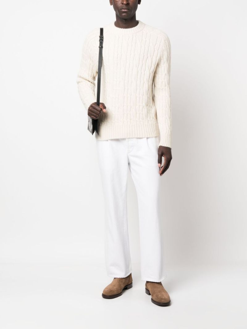 Neutral Cable-knit Alpaca Sweater