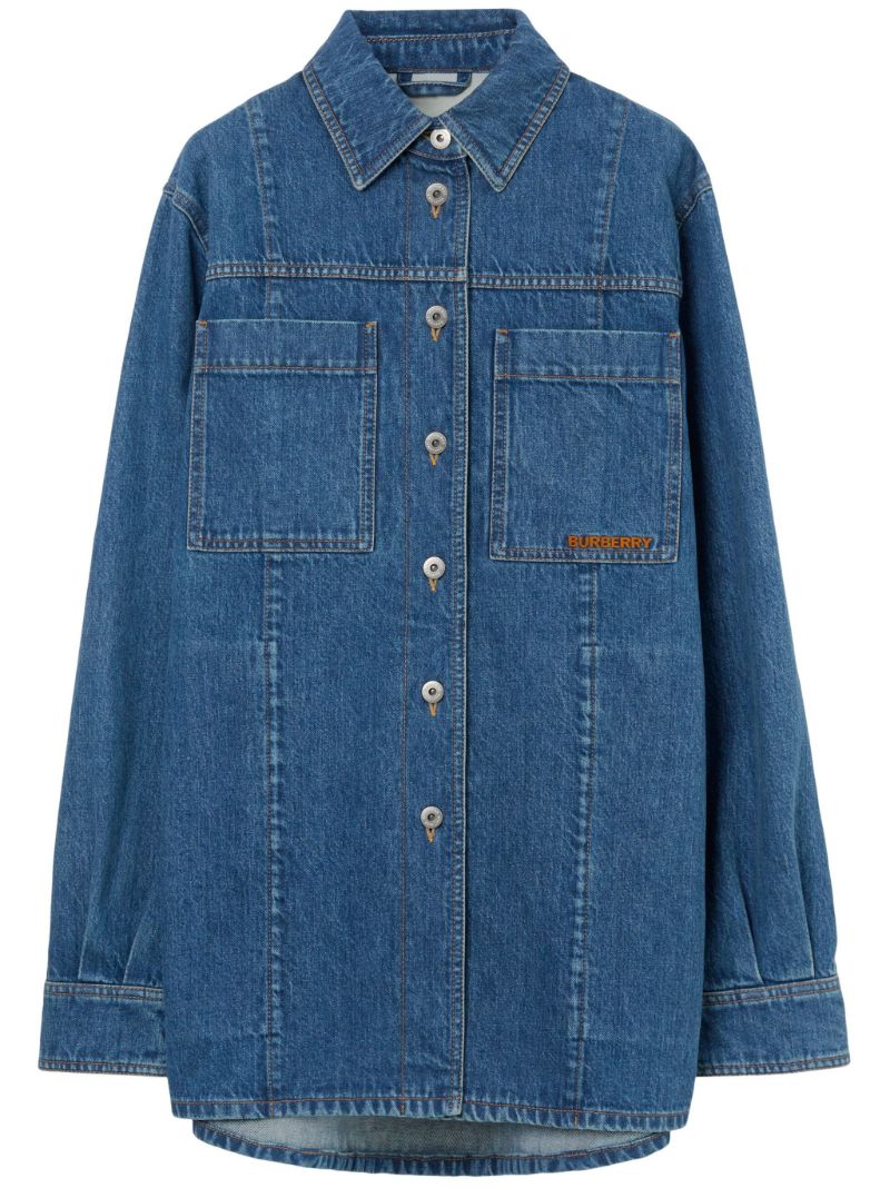 Blue Logo-embroidered Denim Overshirt