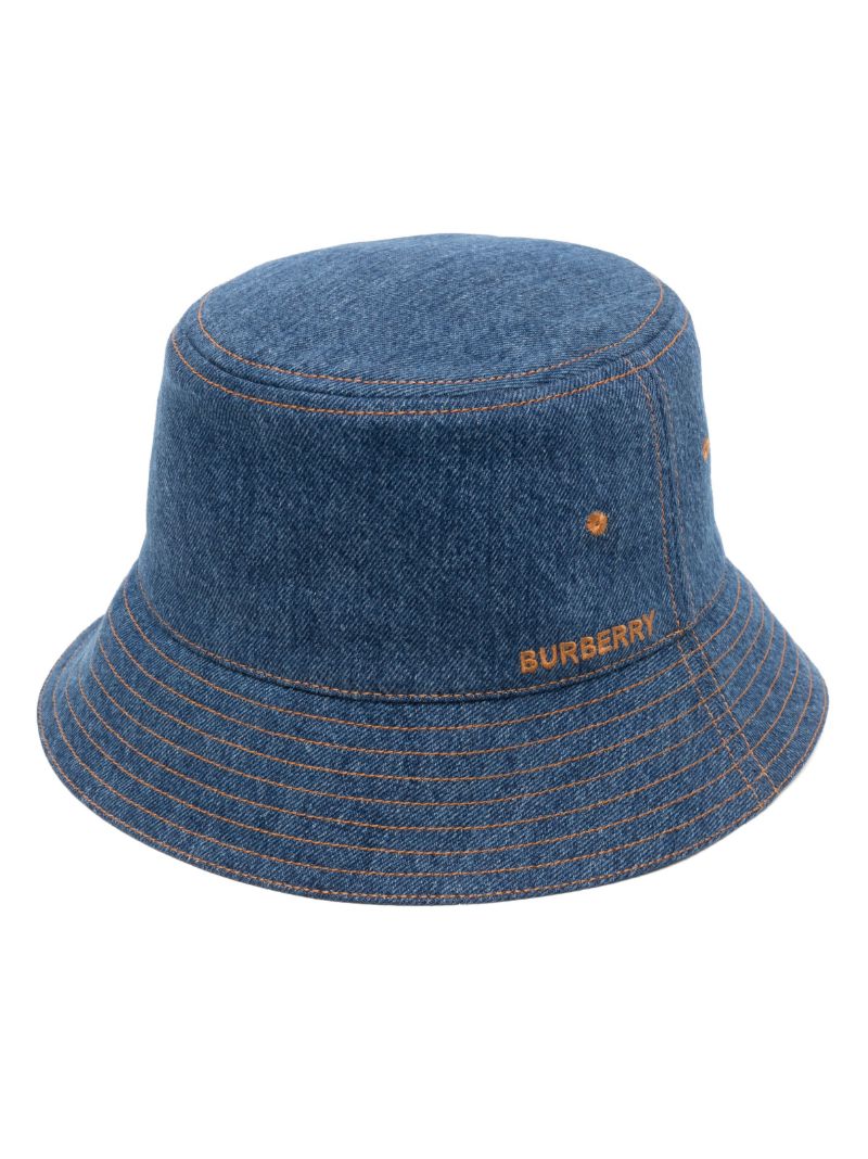 Blue Embroidered Logo Bucket Hat