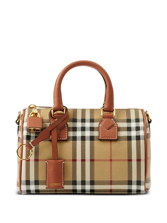 Beige Check Mini Bowling Bag