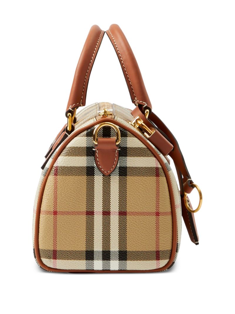 Beige Check Mini Bowling Bag