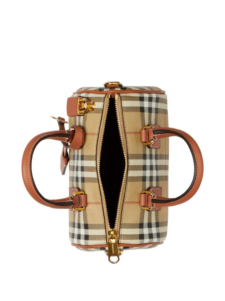Beige Check Mini Bowling Bag