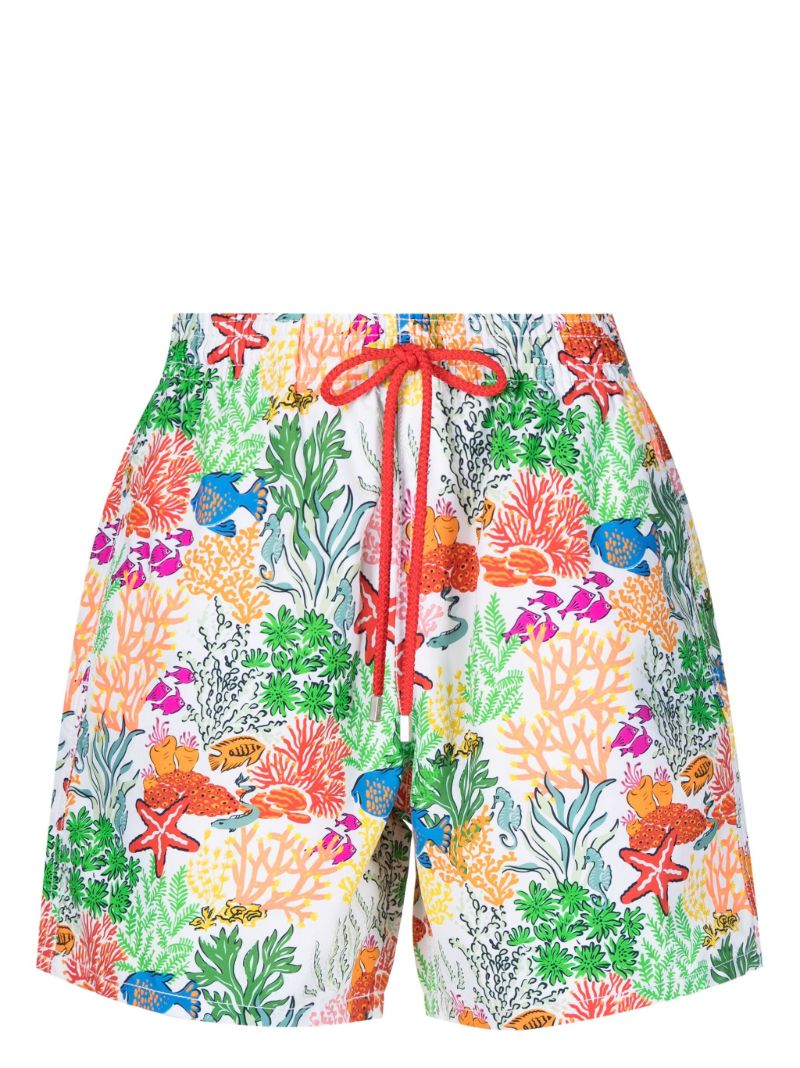 White Okoa Sea Print Swim Shorts