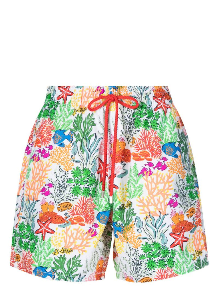 White Okoa Sea Print Swim Shorts