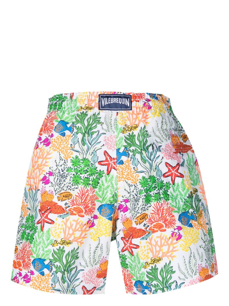 White Okoa Sea Print Swim Shorts