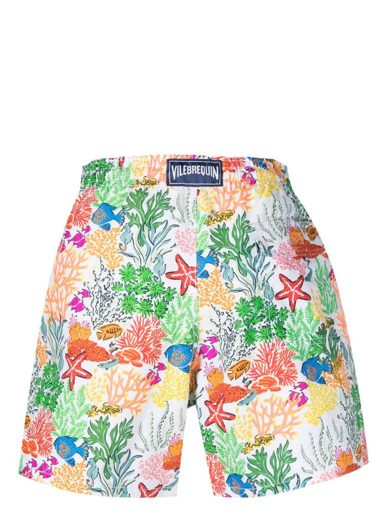 White Okoa Sea Print Swim Shorts