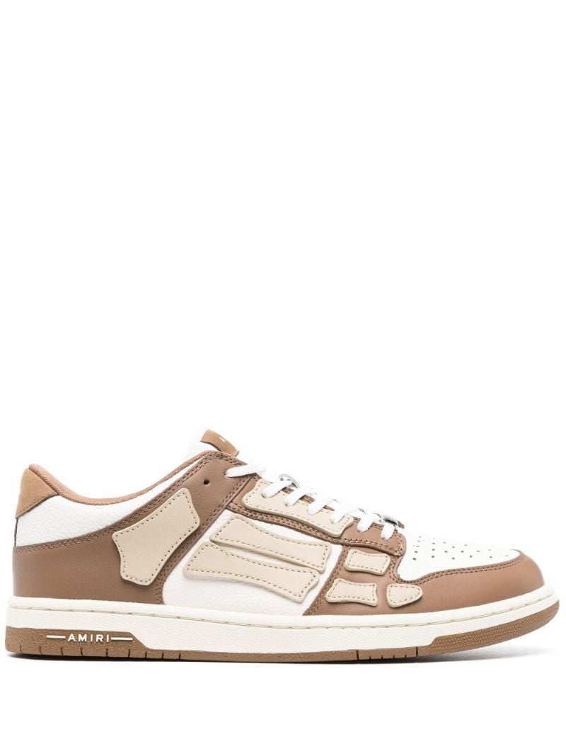 Neutral Skel Leather Panelled Sneakers