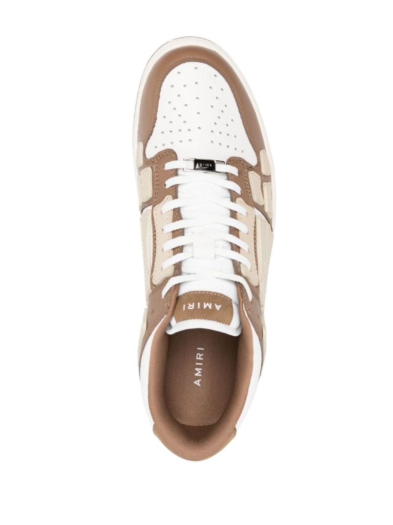 Neutral Skel Leather Panelled Sneakers