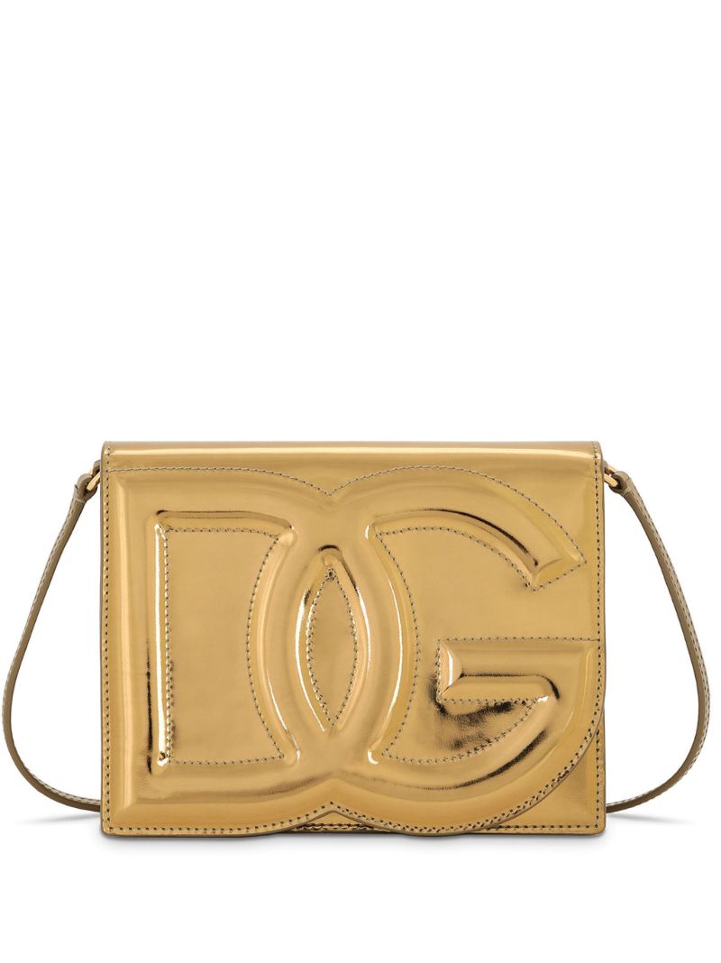 Gold-tone Logo-embossed Shoulder Bag