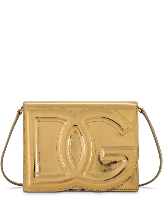 Gold-tone Logo-embossed Shoulder Bag