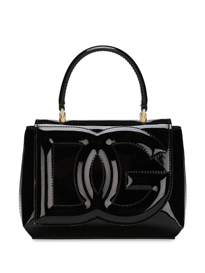 Black Logo-embossed Leather Bag