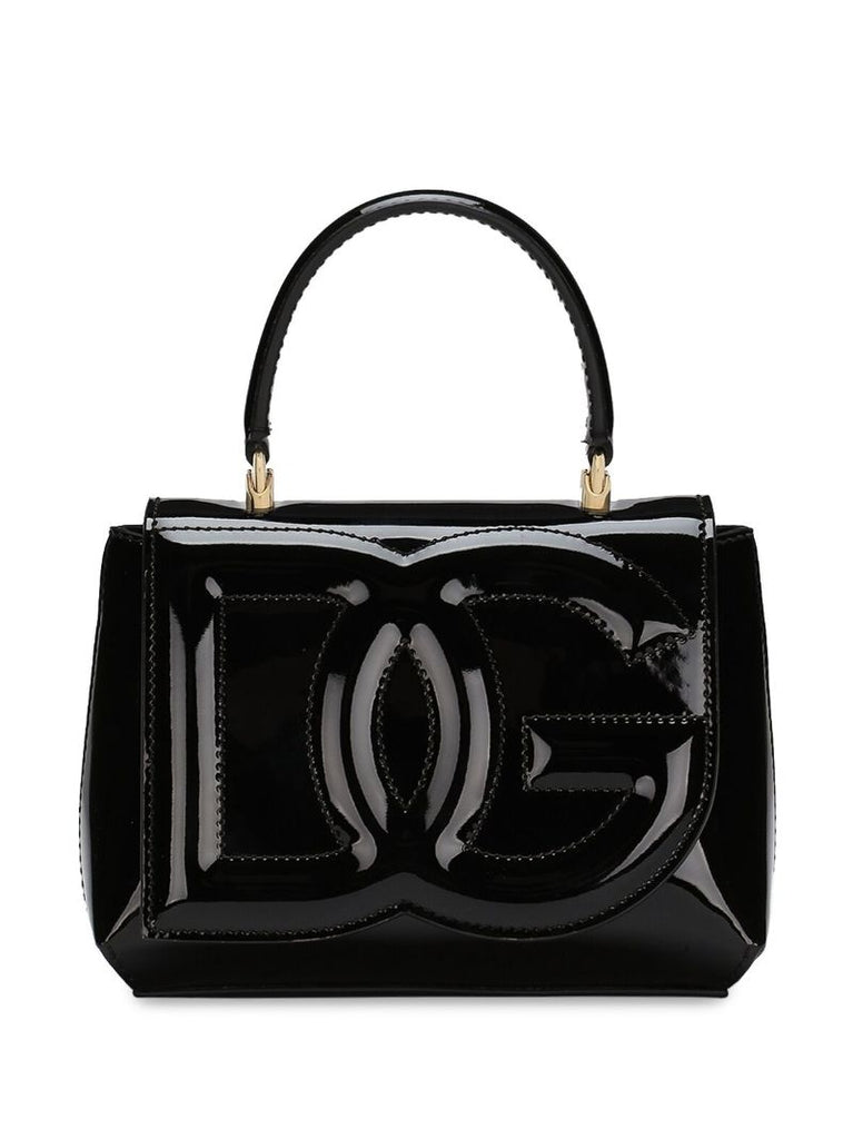 Black Logo-embossed Leather Bag