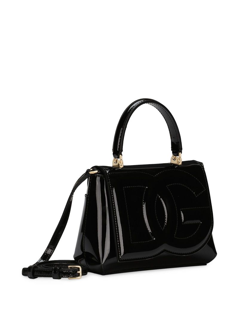 Black Logo-embossed Leather Bag