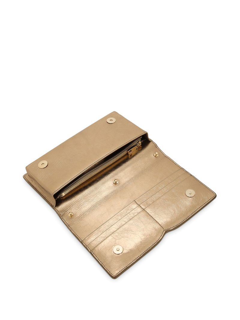 Gold-tone Logo-embossed Leather Wallet
