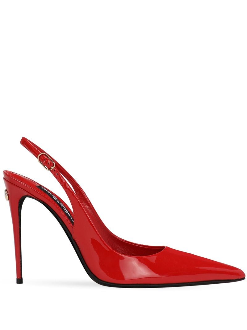 Red 105 Patent Leather Slingback Pumps