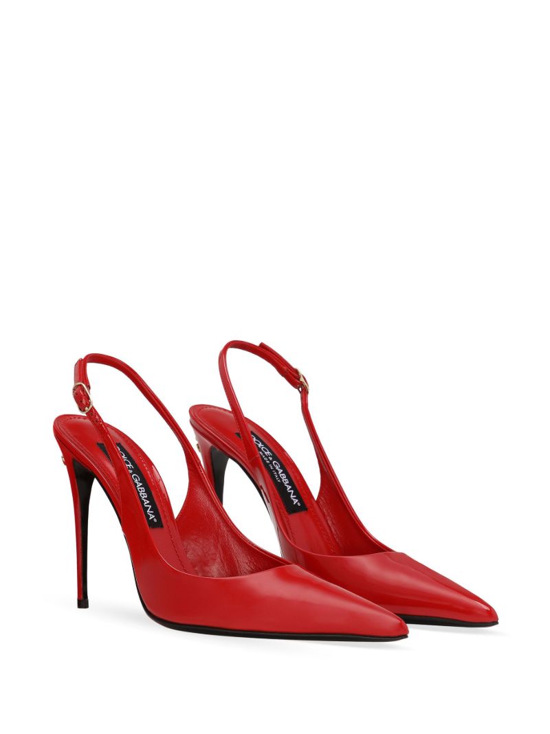 Red 105 Patent Leather Slingback Pumps
