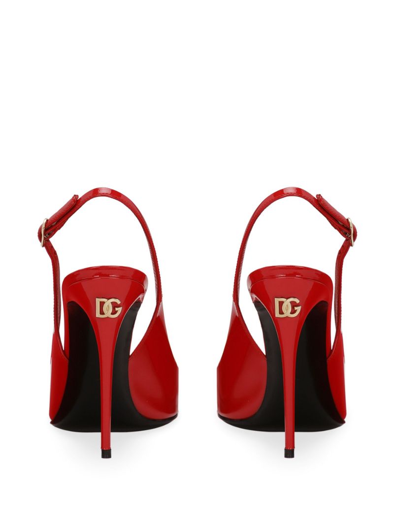 Red 105 Patent Leather Slingback Pumps