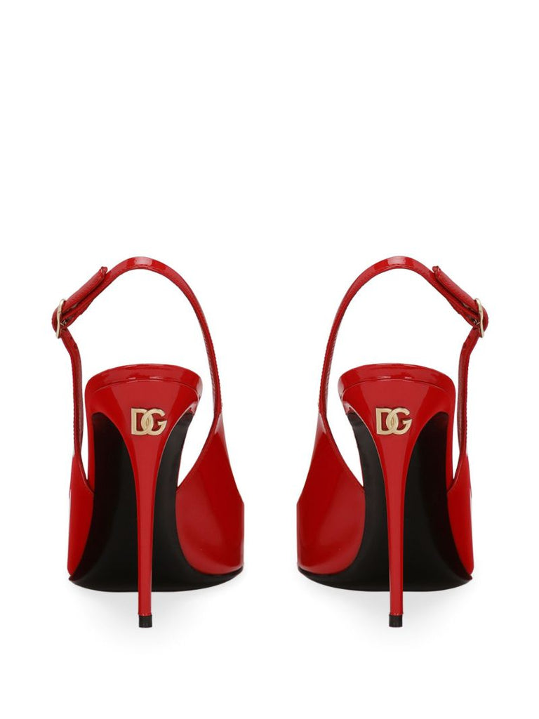 Red 105 Patent Leather Slingback Pumps