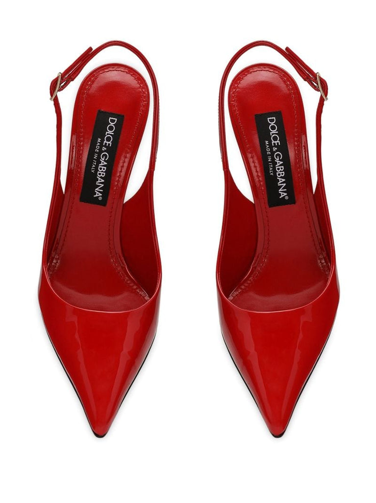 Red 105 Patent Leather Slingback Pumps