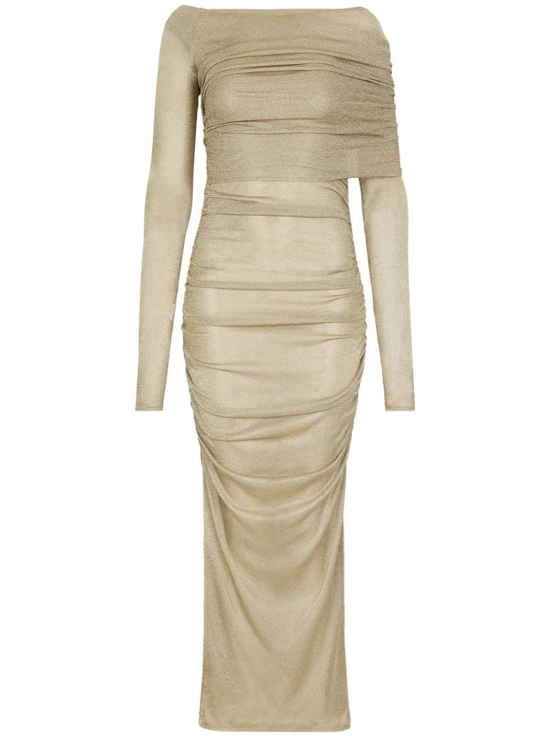Gold-tone Semi-sheer Midi Dress