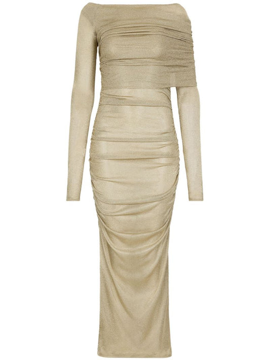 Gold-tone Semi-sheer Midi Dress