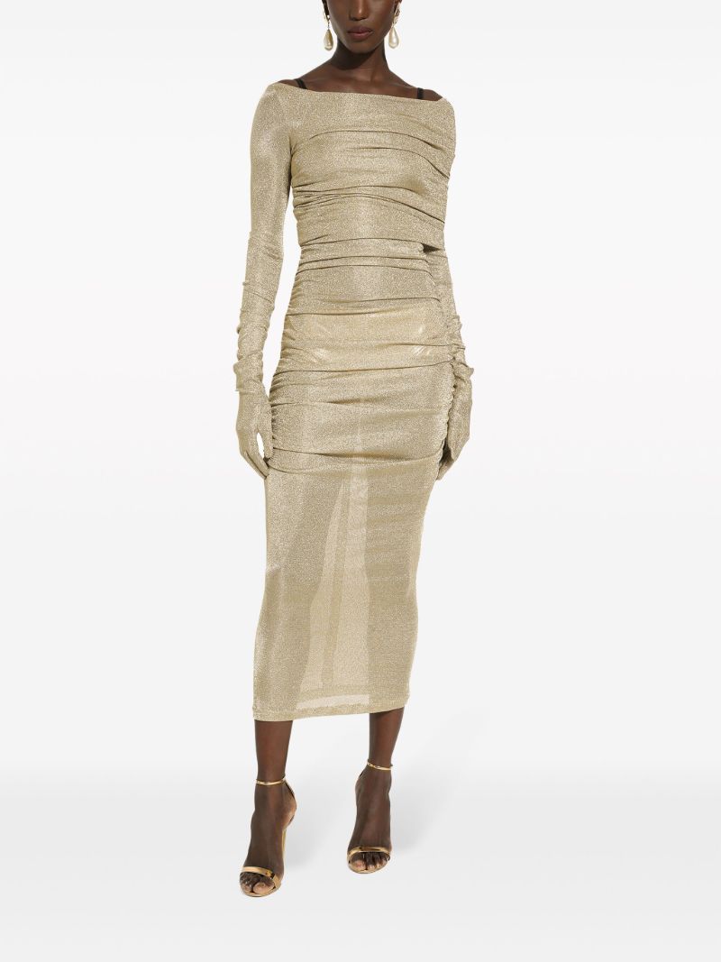 Gold-tone Semi-sheer Midi Dress