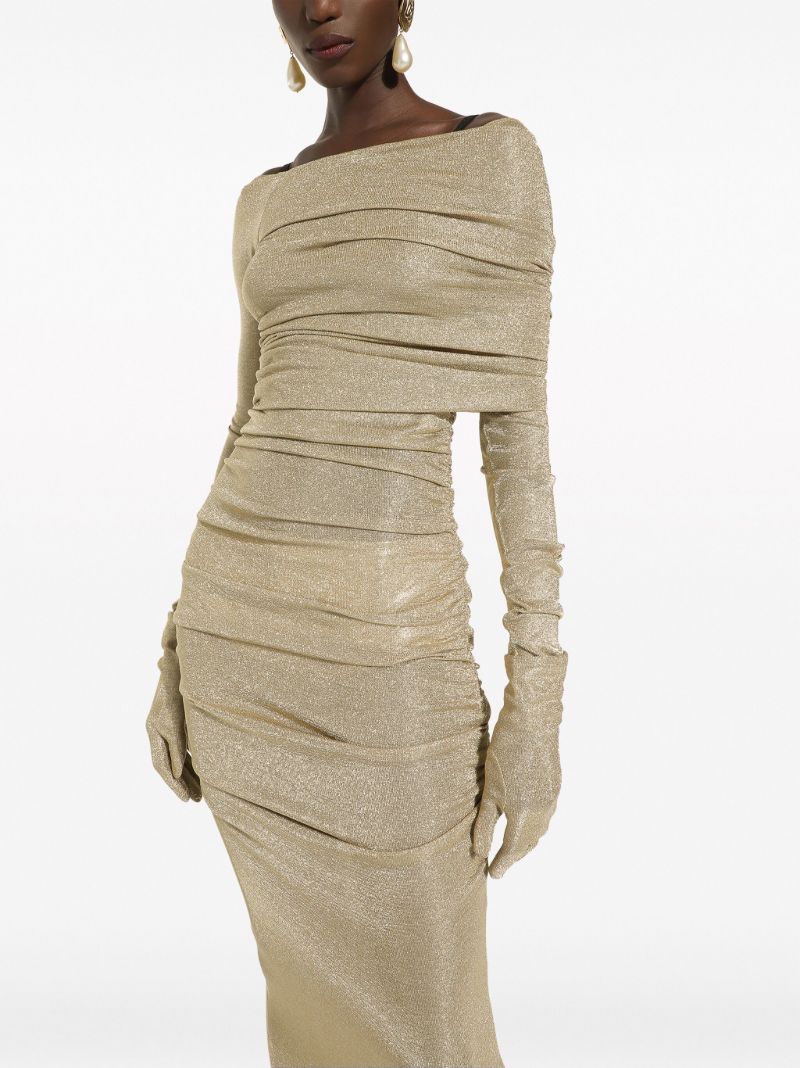 Gold-tone Semi-sheer Midi Dress
