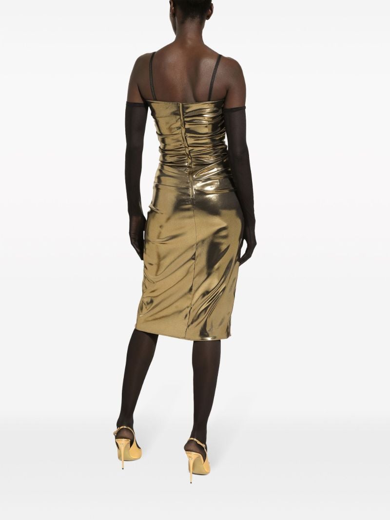 Gold-tone Foiled Midi Dress