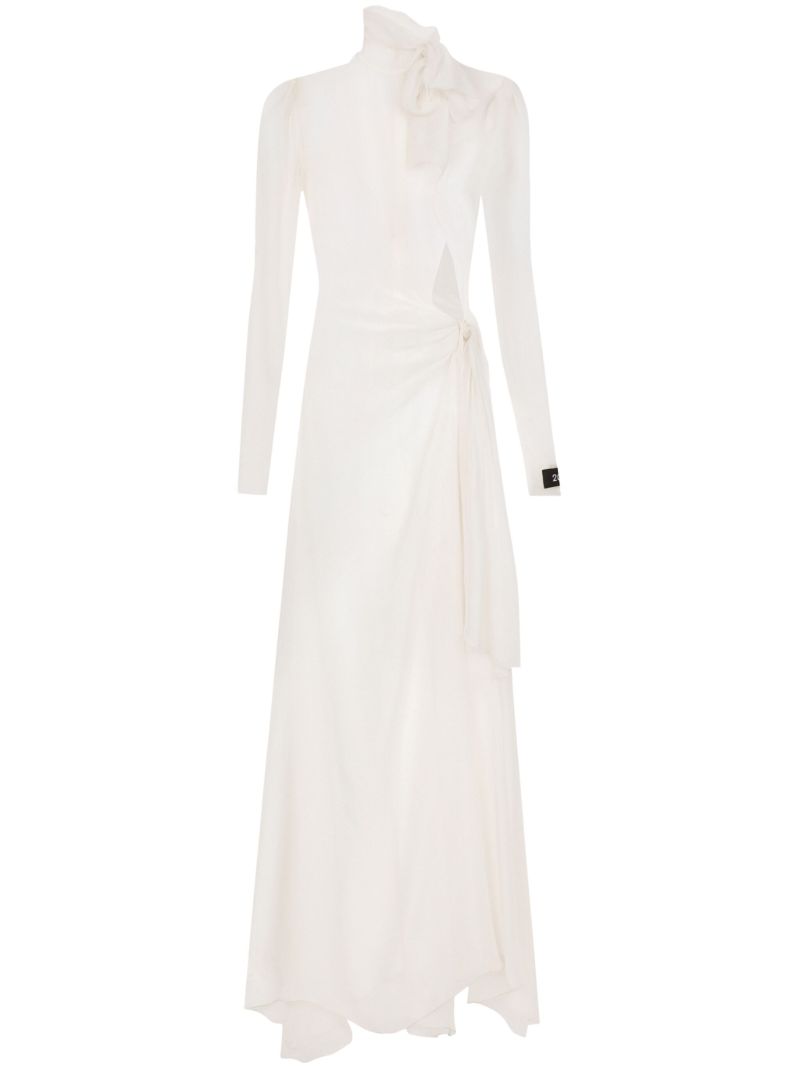 White Sheer Silk Maxi Dress