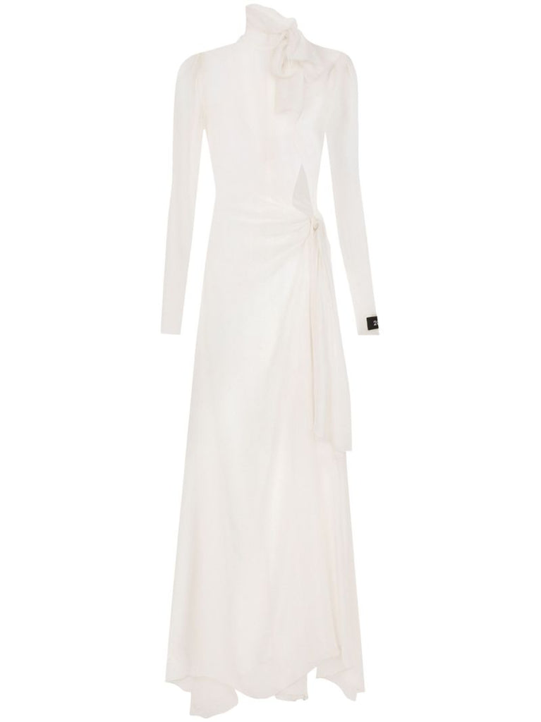 White Sheer Silk Maxi Dress