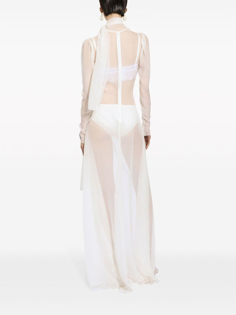 White Sheer Silk Maxi Dress