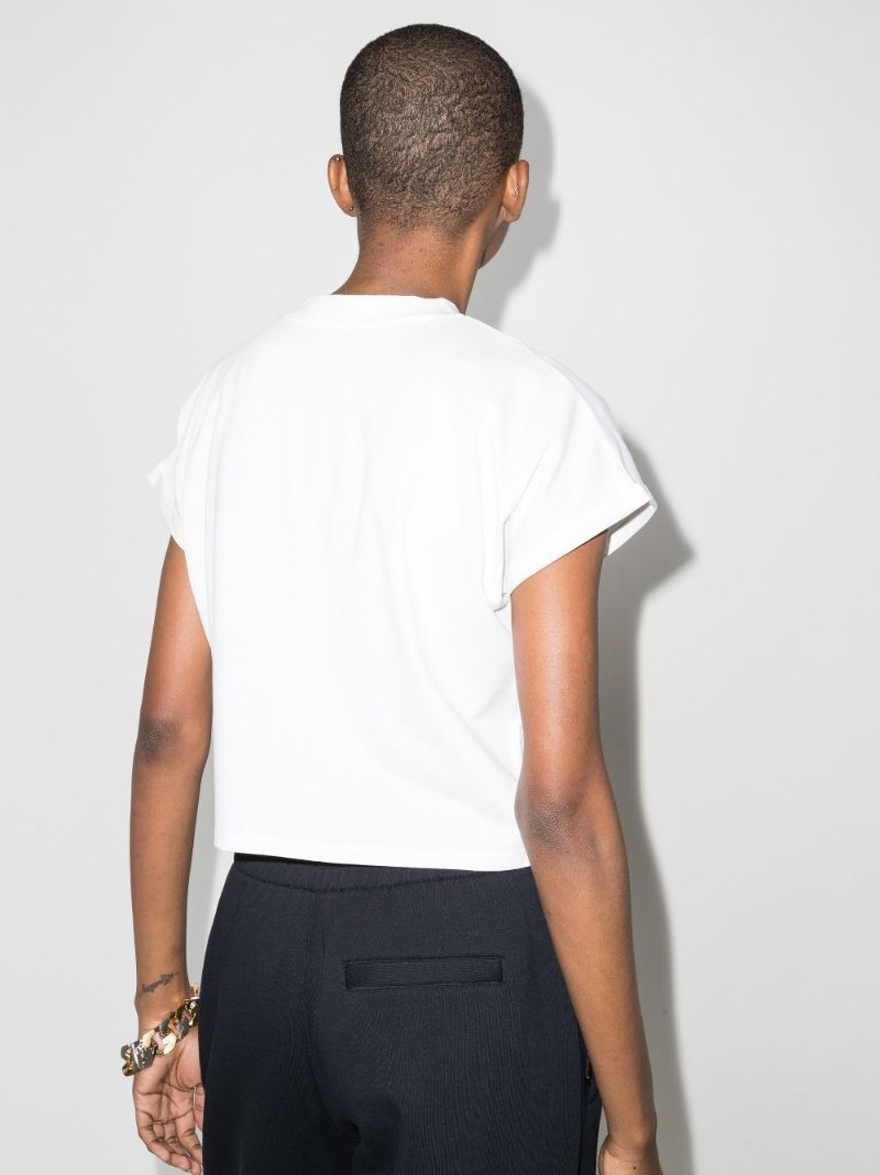 White Cropped Logo Cotton T-shirt