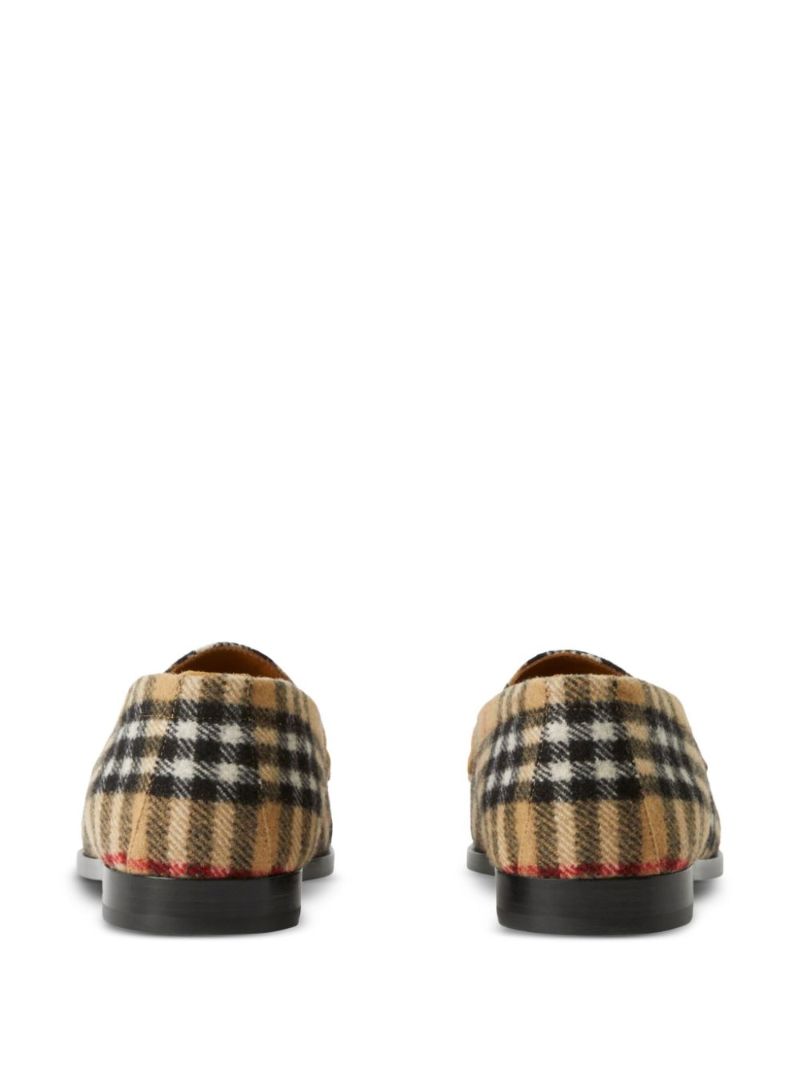 Neutral Check Wool Felt Loafers