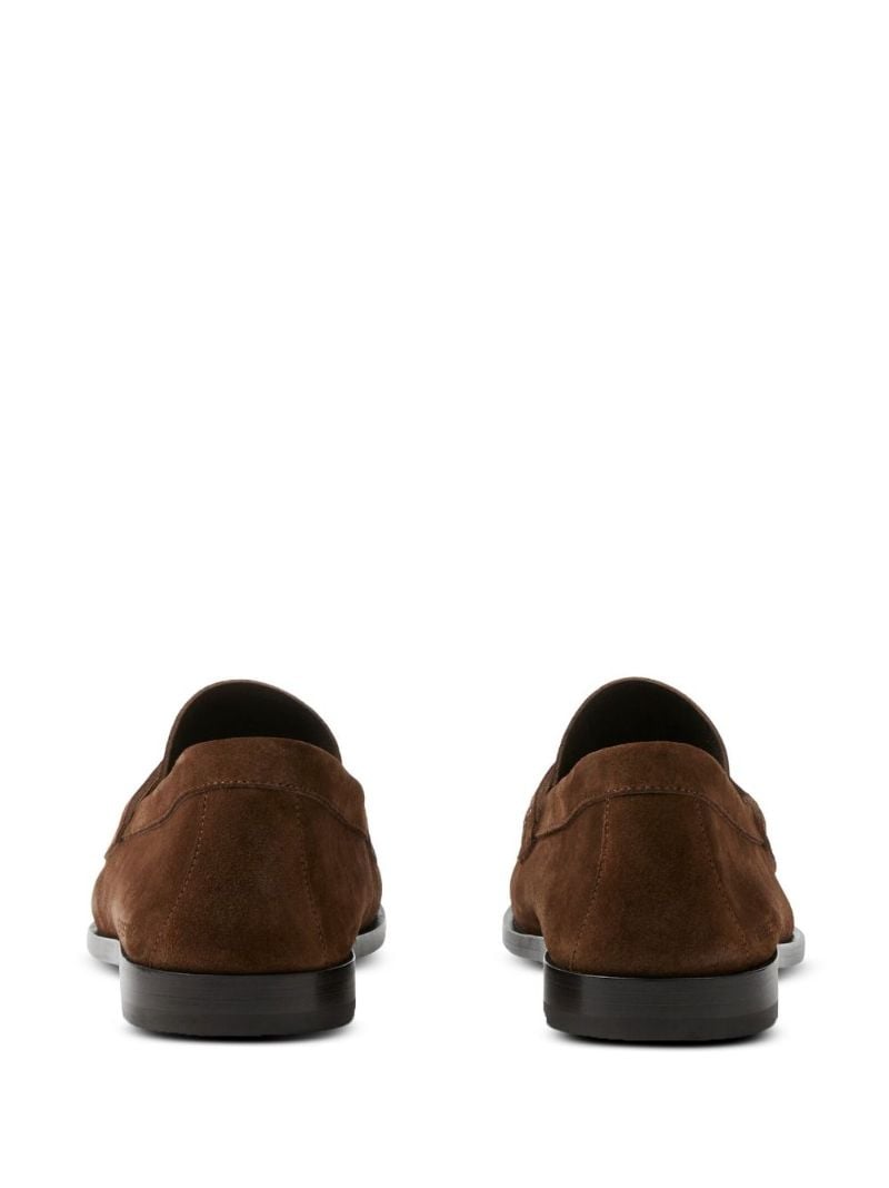 Brown Coin Detail Suede Penny Loafers