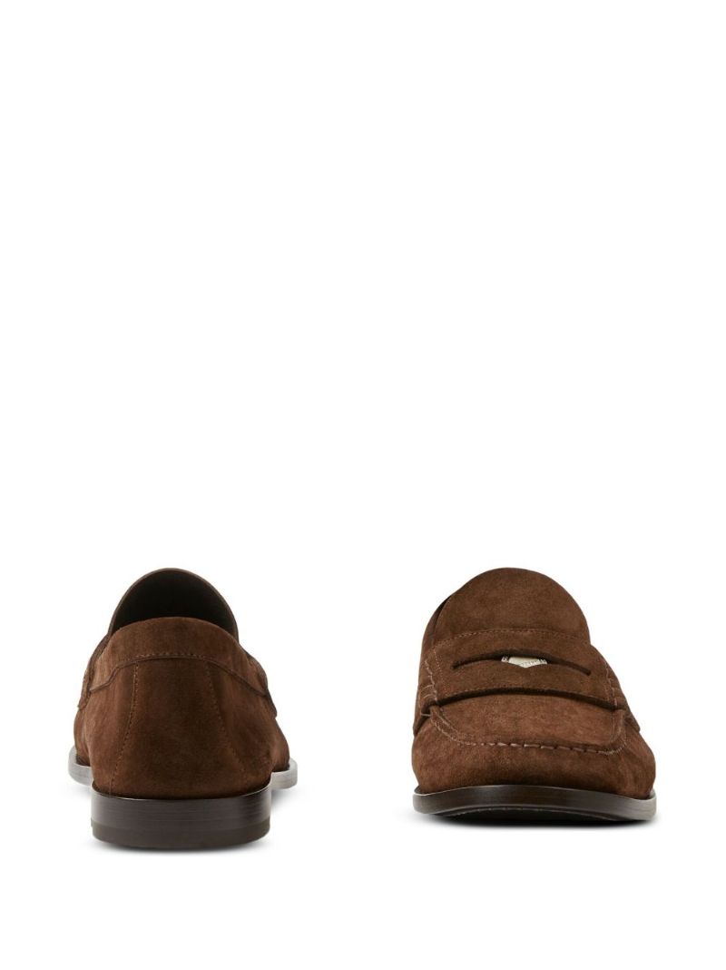 Brown Coin Detail Suede Penny Loafers