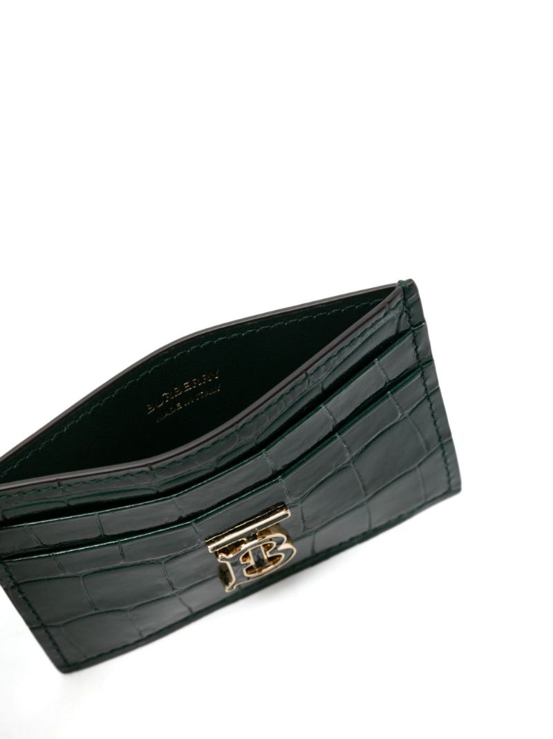 Green Mock-croc Leather Tb Card Holder
