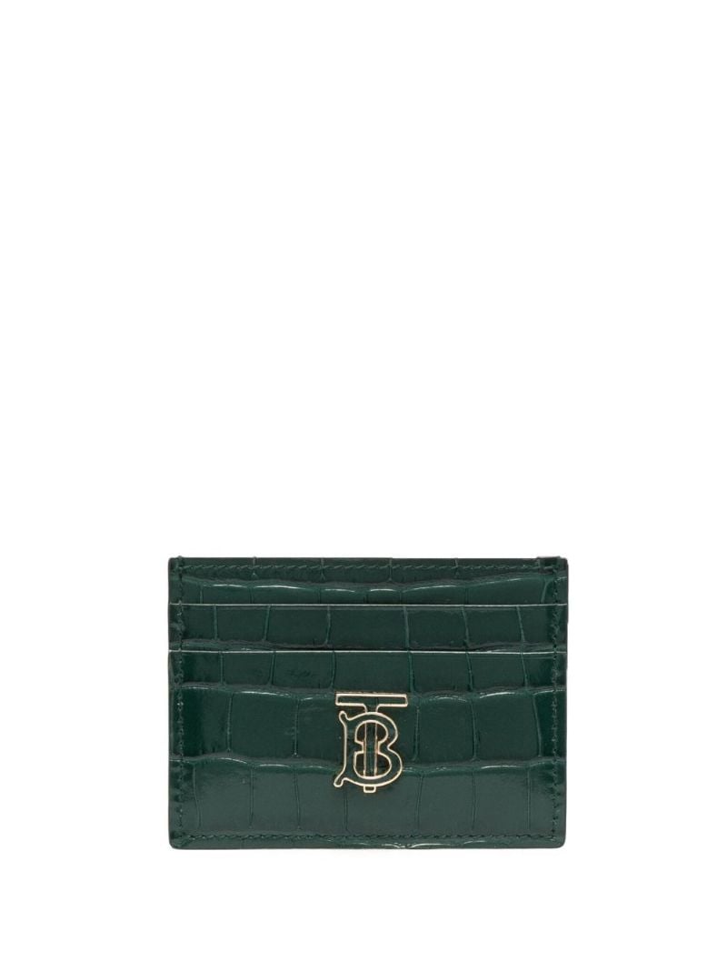 Green Mock-croc Leather Tb Card Holder