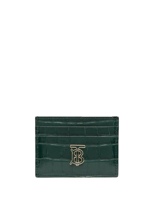 Green Mock-croc Leather Tb Card Holder