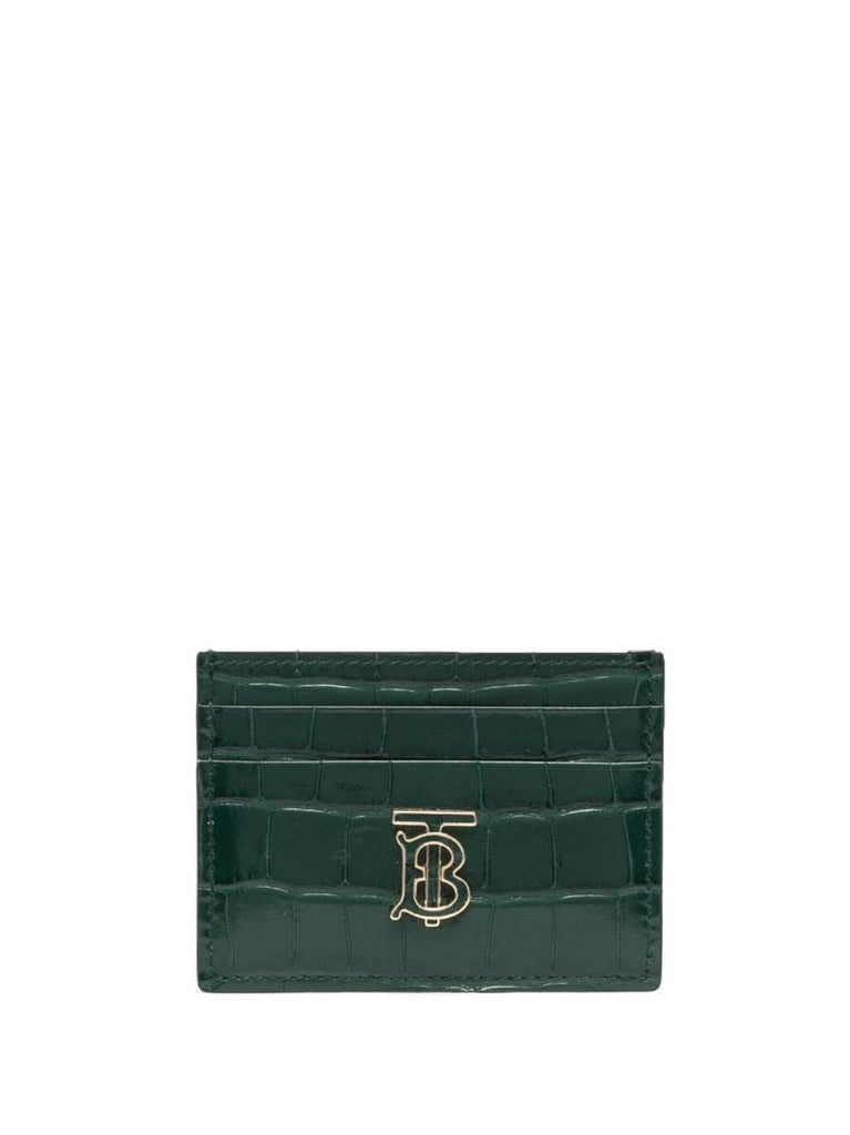 Green Mock-croc Leather Tb Card Holder